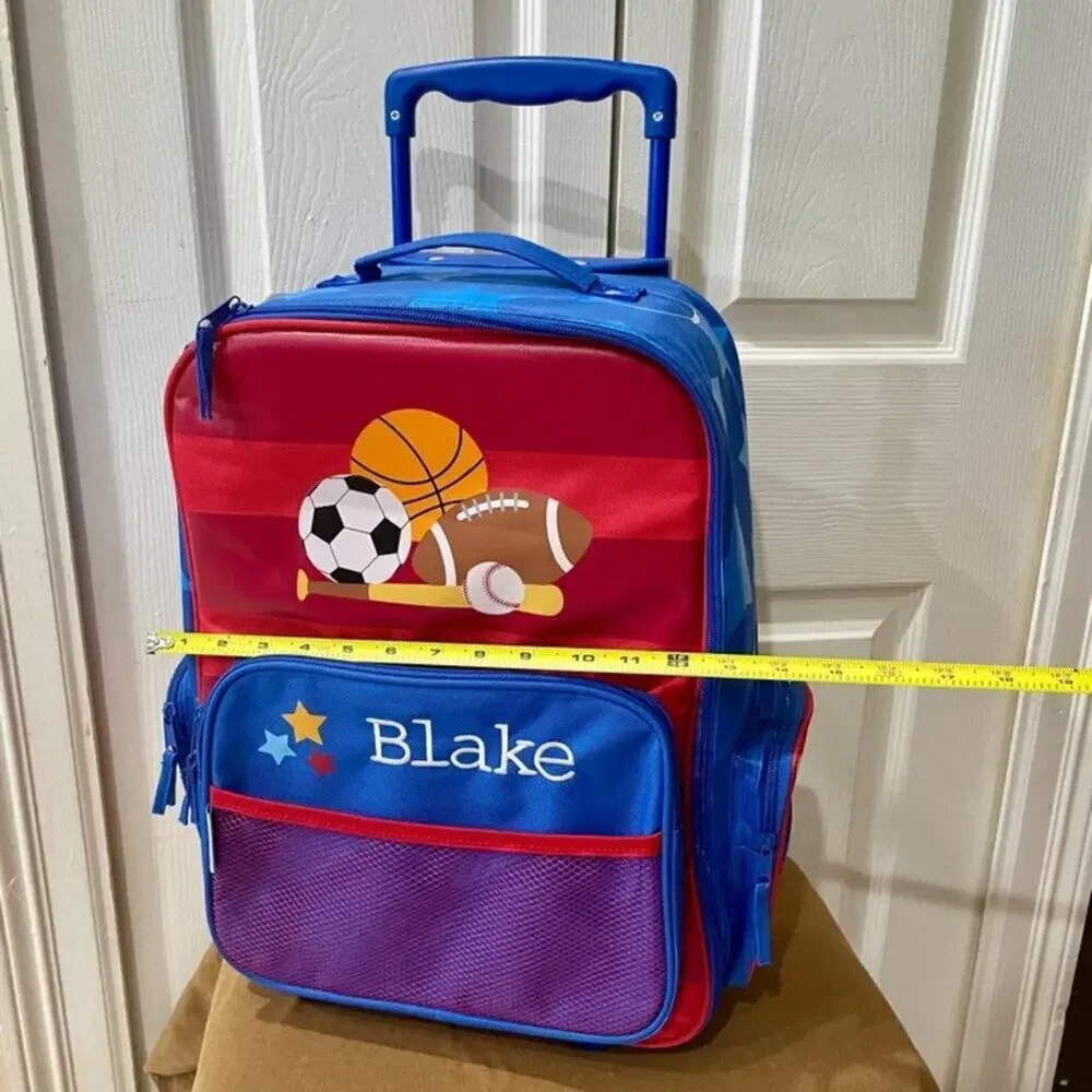 ROLLING SUITCASE BACKPACK 18’ RED BLUE Blake name Embroidered back to the school